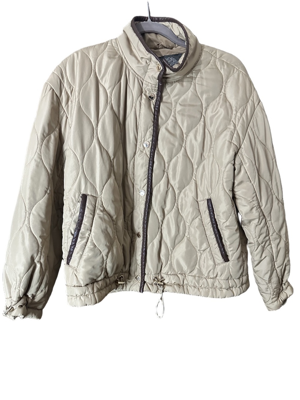 Vince Camuto Taupe Quilted Snap & Zip-Up Jacket Size Medium Outdoor Hiking